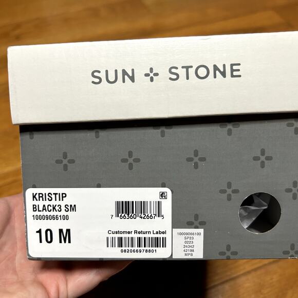 Sun Stone Kristip Black Sandal Womens Size 10 M NWT NIB Black White - Picture 7 of 9